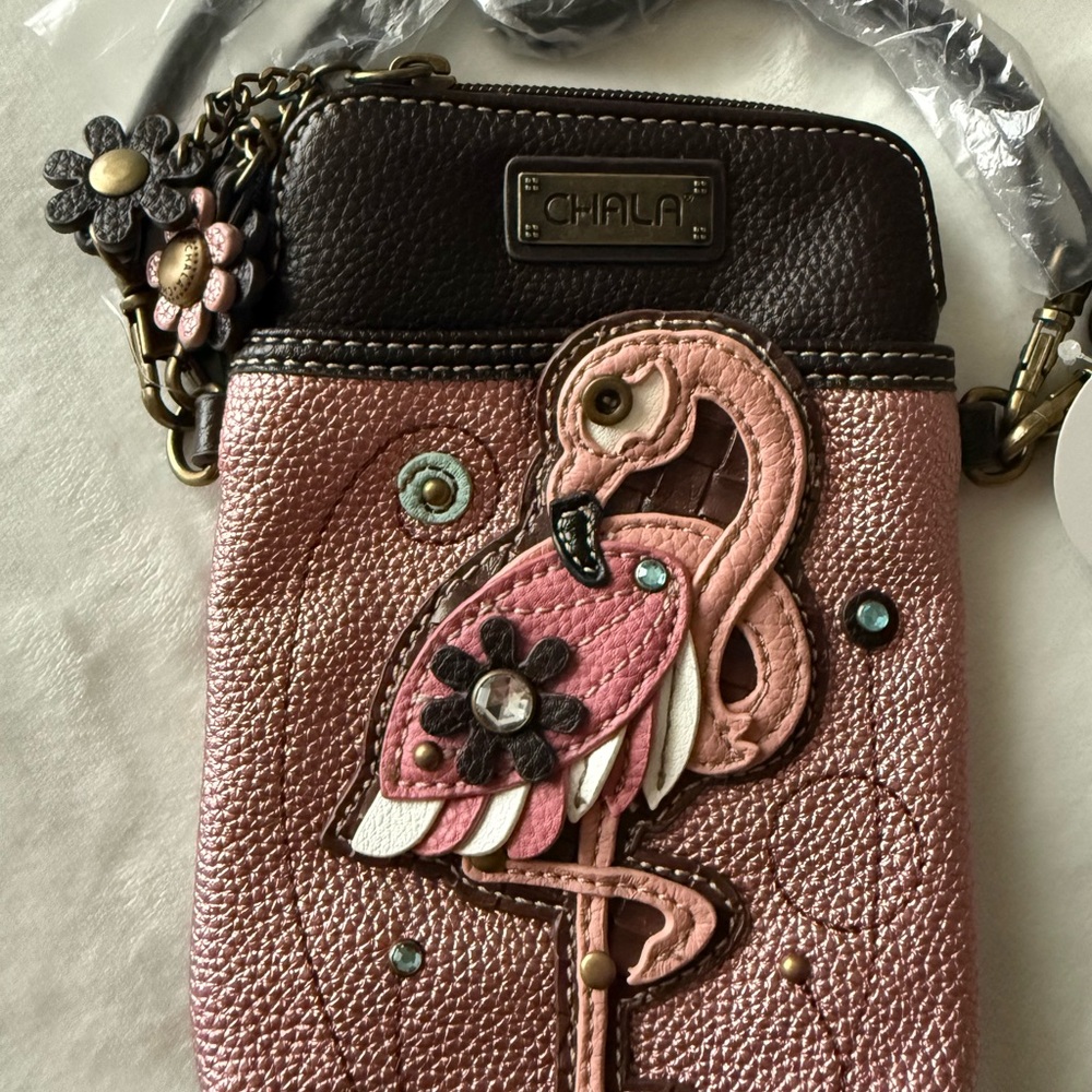 Chala Flamingo Crossbody Bag in Pink and Black - Picture 2 of 3